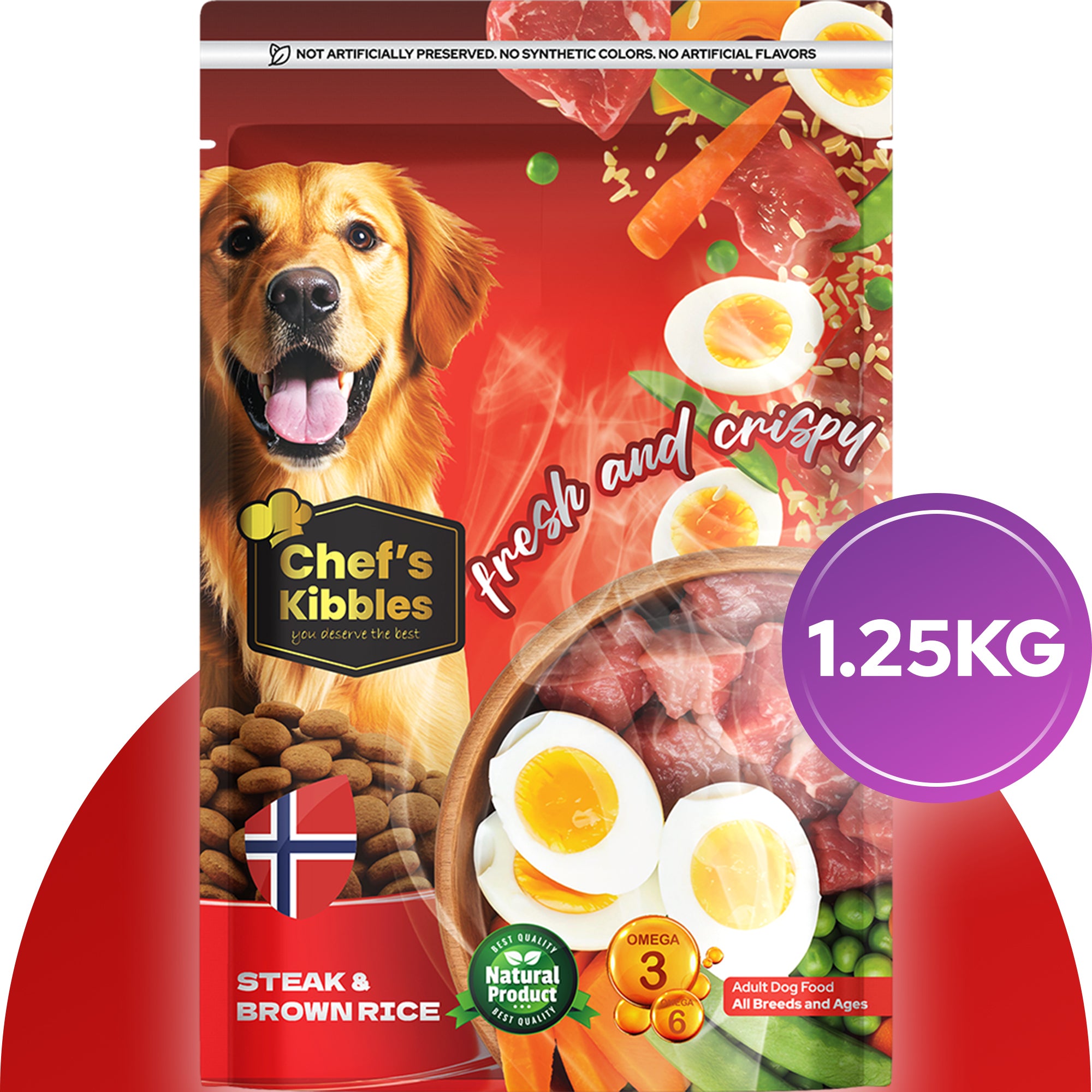 Chef’s Kibbles Biftekli ve Pirinçli Yetişkin Köpek Maması 1.25KG