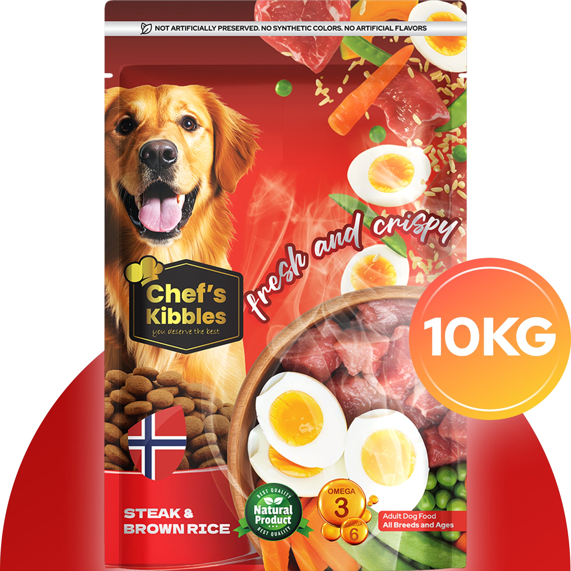 Chef’s Kibbles Biftekli ve Pirinçli Yetişkin Köpek Maması 10KG