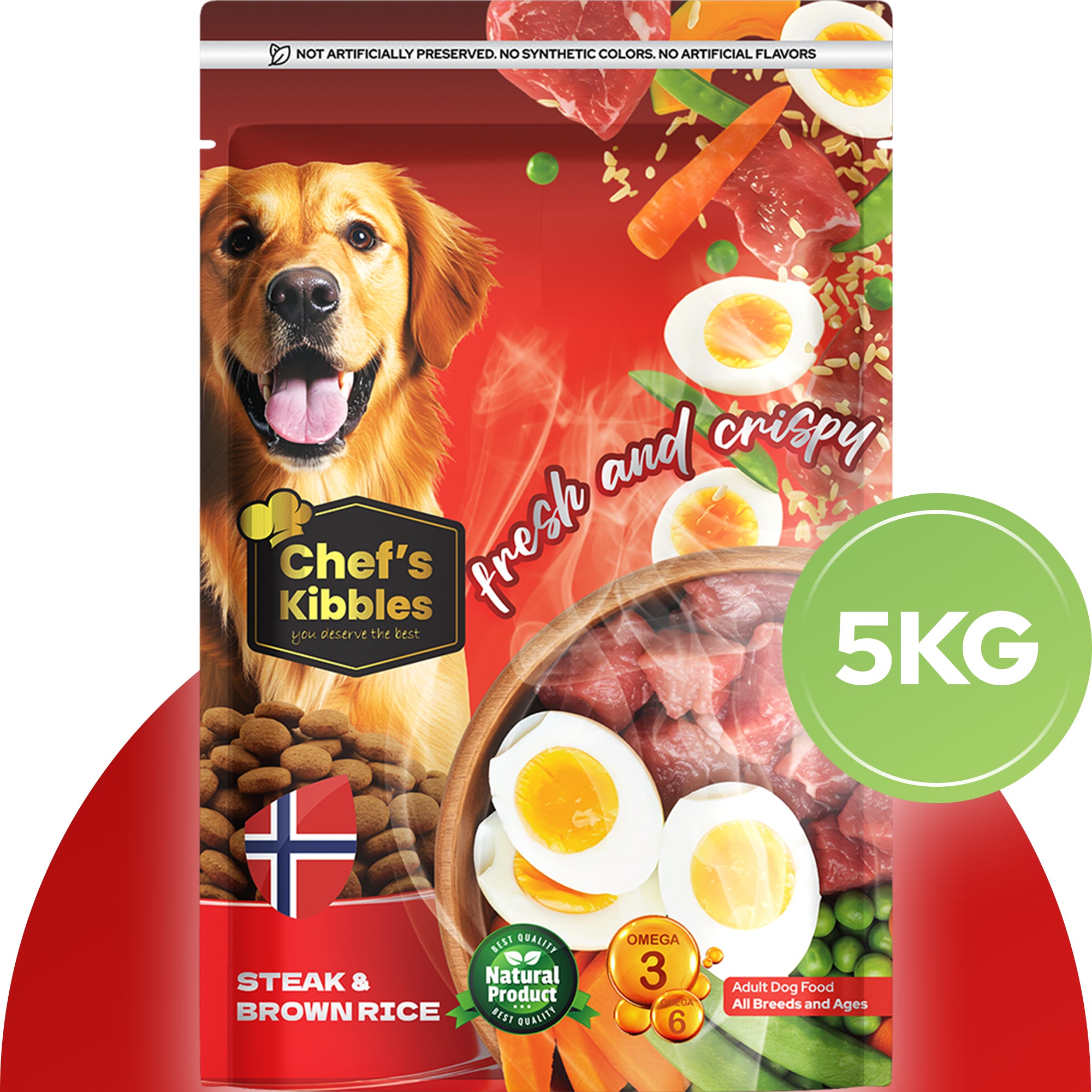 Chef’s Kibbles Biftekli ve Pirinçli Yetişkin Köpek Maması 5KG
