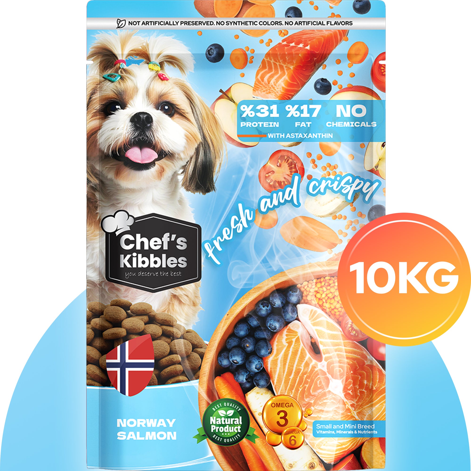 Chef’s Kibbles Norveç Somonlu Küçük ve Mini Irk Köpek Maması 10KG