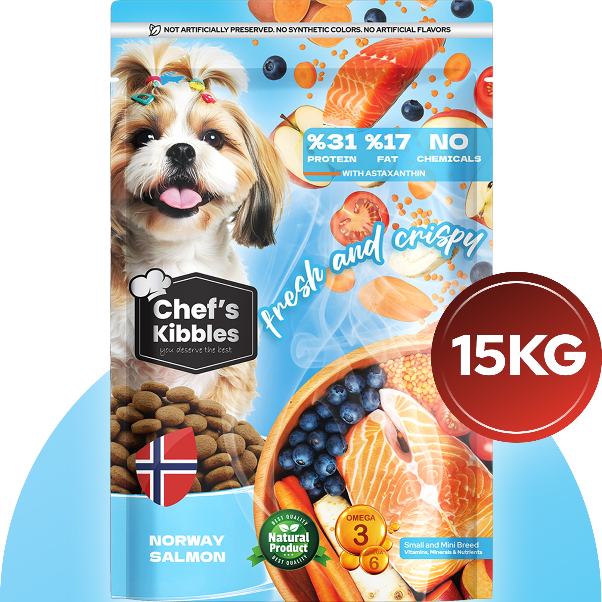 Chef’s Kibbles Norveç Somonlu Küçük ve Mini Irk Köpek Maması 15KG