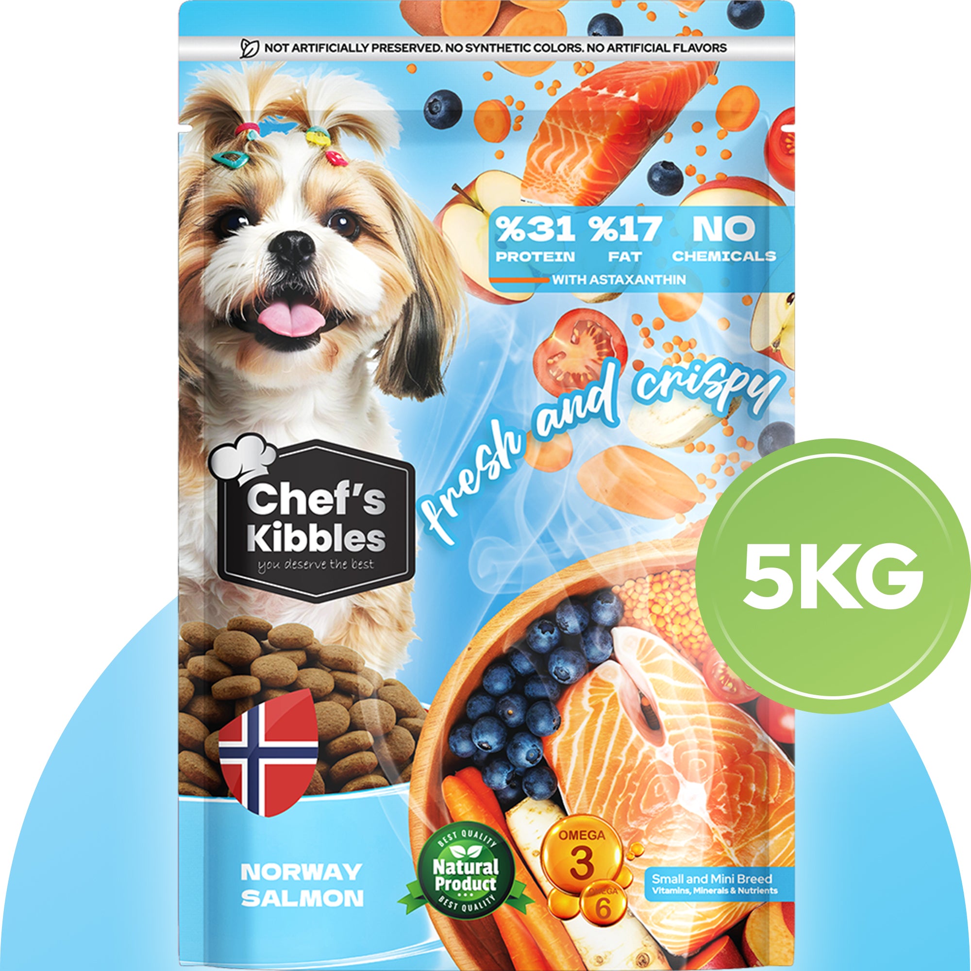 Chef’s Kibbles Norveç Somonlu Küçük ve Mini Irk Köpek Maması 5KG
