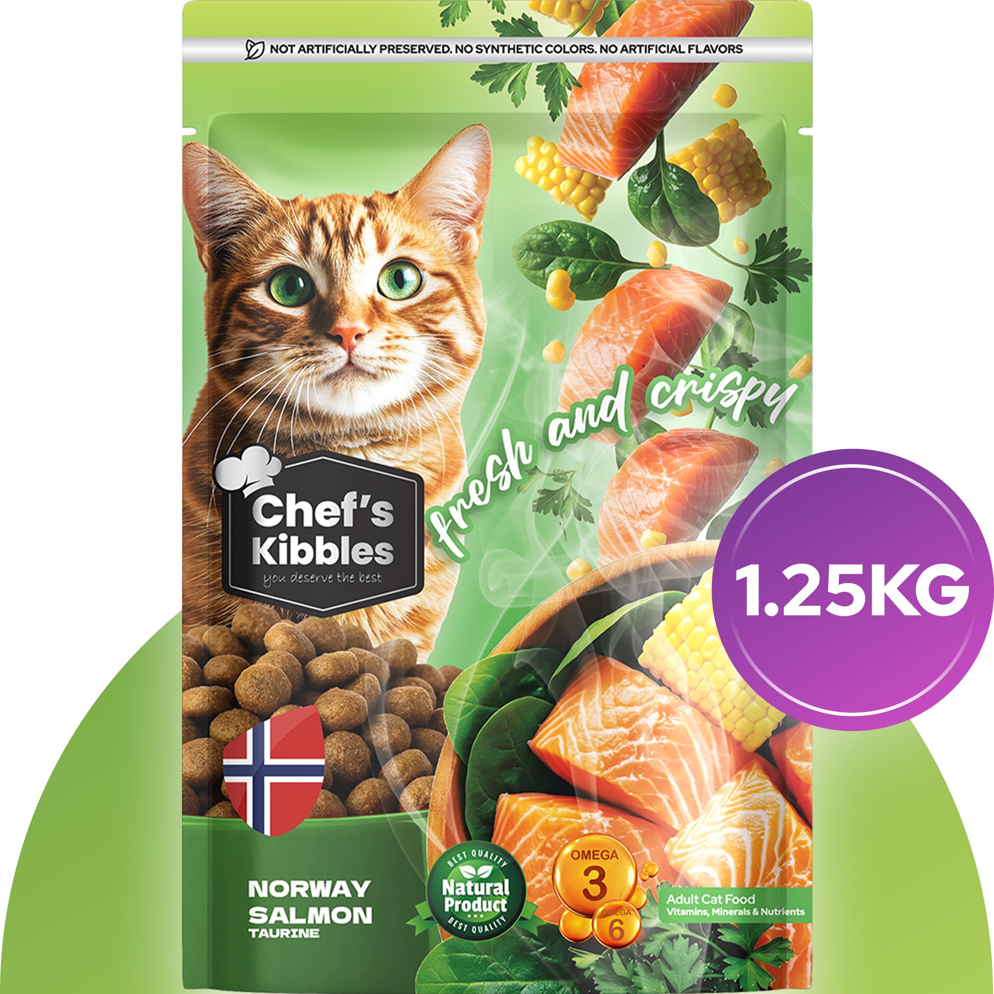 Chef’s Kibbles Norveç Somonlu Yetişkin Kedi Maması 1.25KG